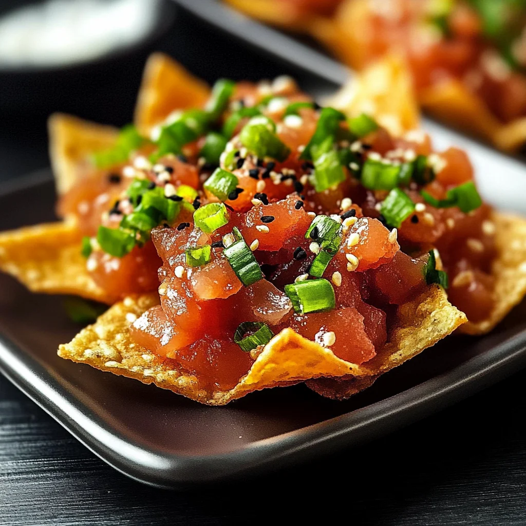 Spicy Tuna Tartare on Crispy Wonton Chips