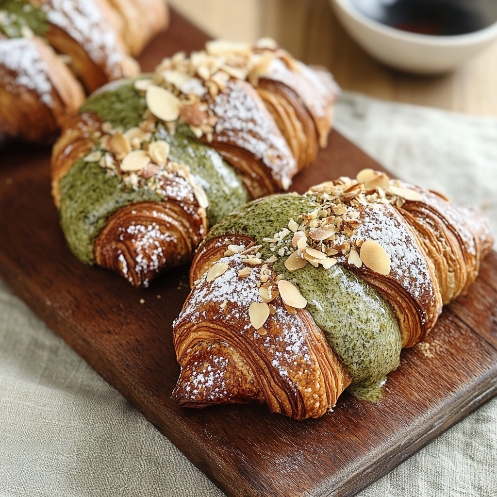 Matcha Almond Croissants