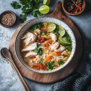 Gingery Chicken and Rice Noodle Soup
