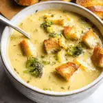 Broccoli Cheddar Soup with Sourdough Croutons