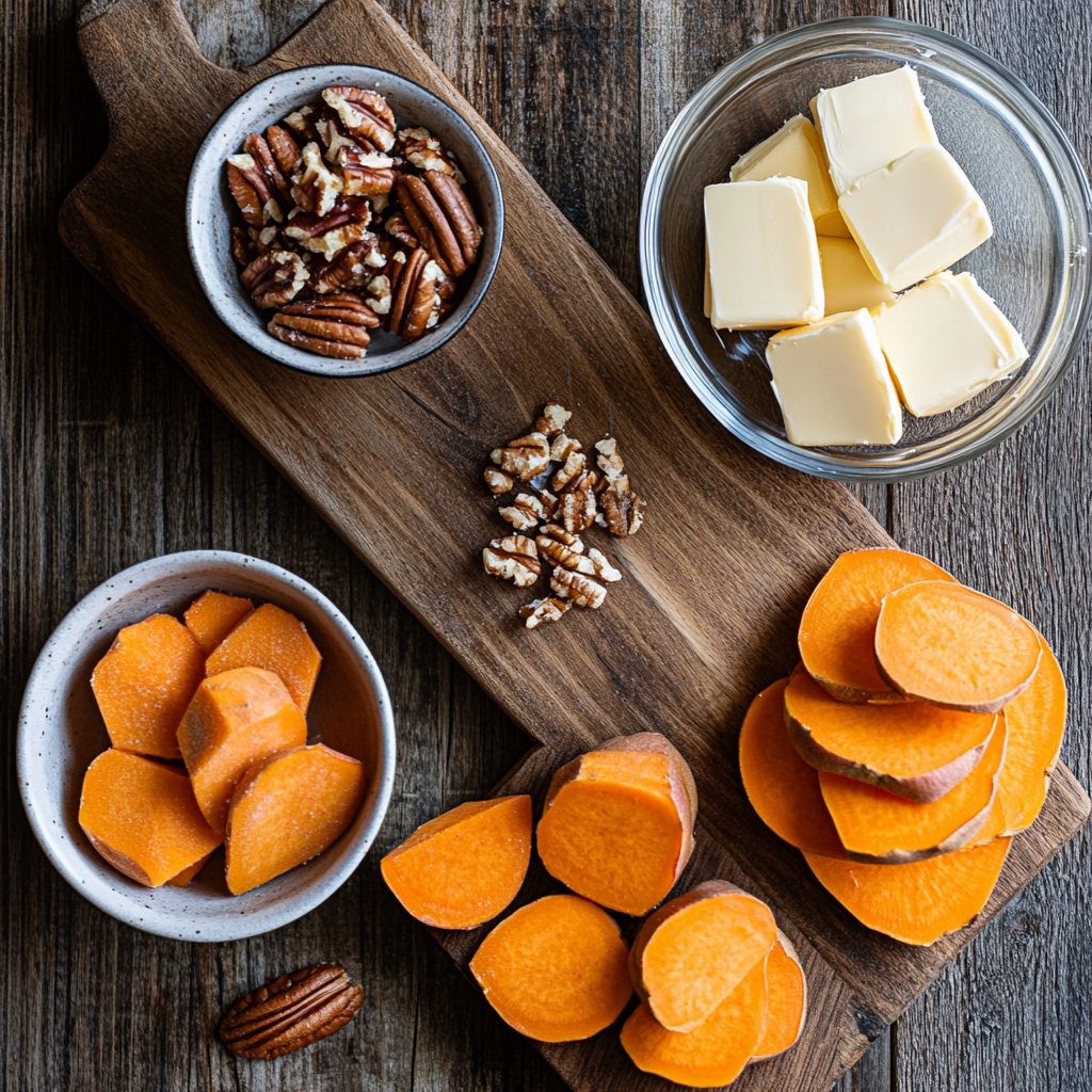 Candied Yams with Pecans ingredients