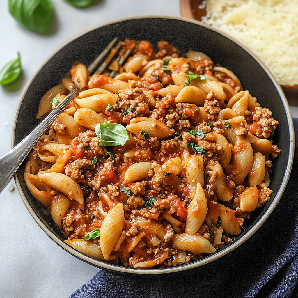 Cheesy Ground Turkey Pasta