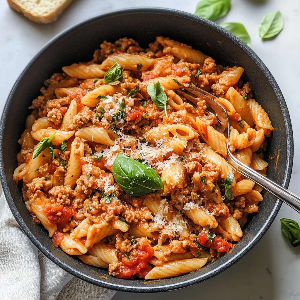 Cheesy Ground Turkey Pasta