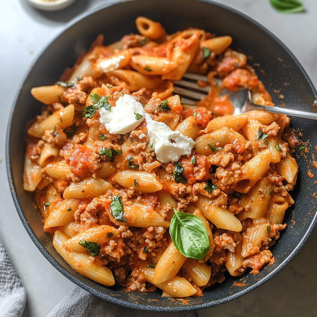 Cheesy Ground Turkey Pasta