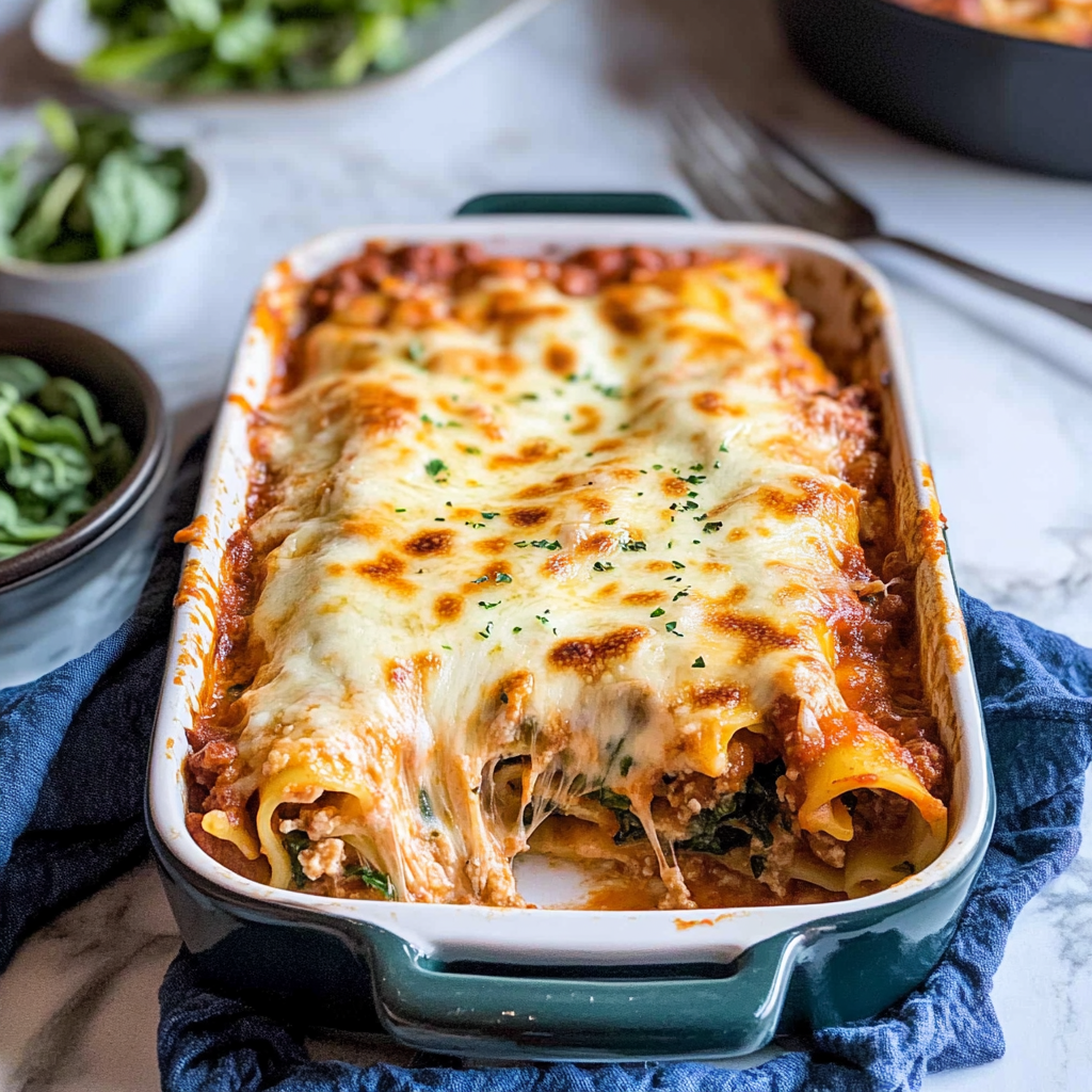 Chicken Spinach Lasagna Roll Ups
