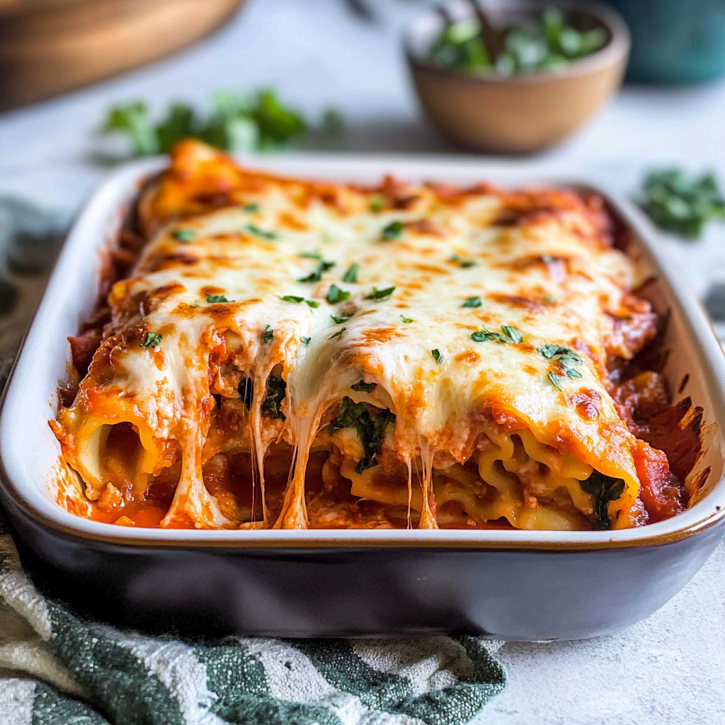 Chicken Spinach Lasagna Roll Ups