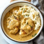 Chicken and Garlic Gravy with Cheesy Mashed Potatoes
