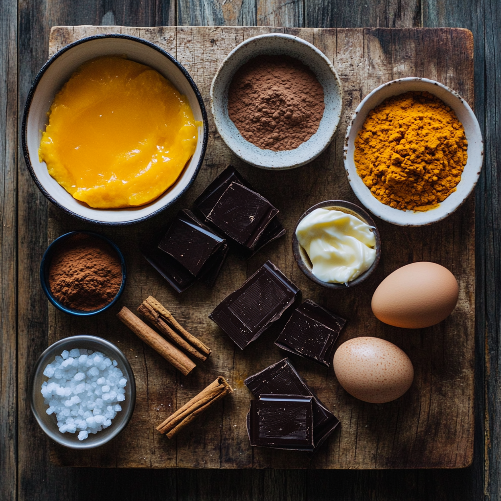 Chocolate Pumpkin Pots de Creme ingredients