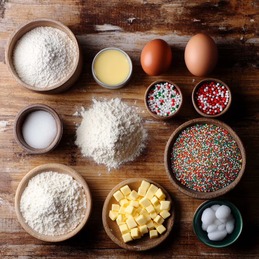 Christmas Sprinkle Cookie Cups ingredients