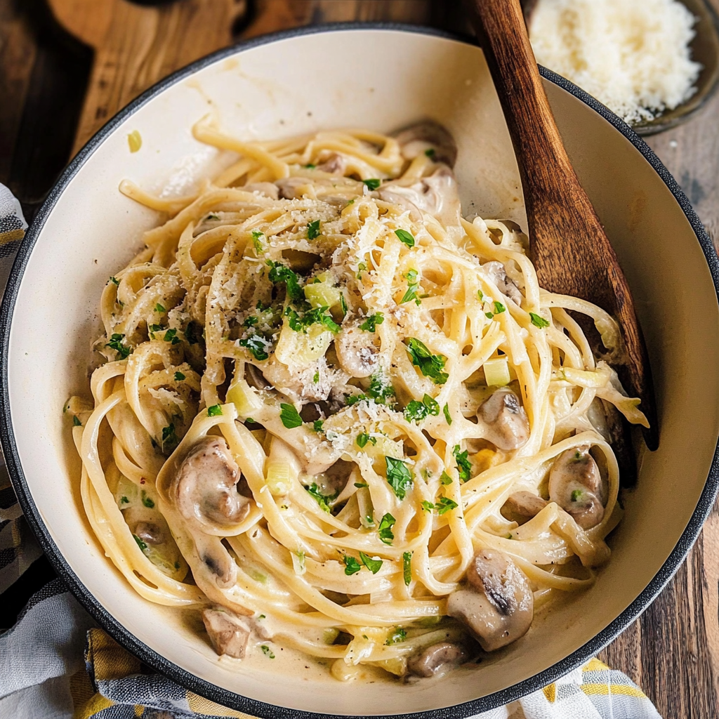 Creamy Mushroom and Leek Pasta