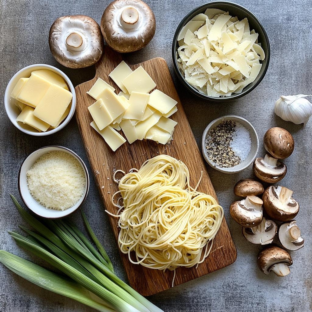 Creamy Mushroom and Leek Pasta ingredients