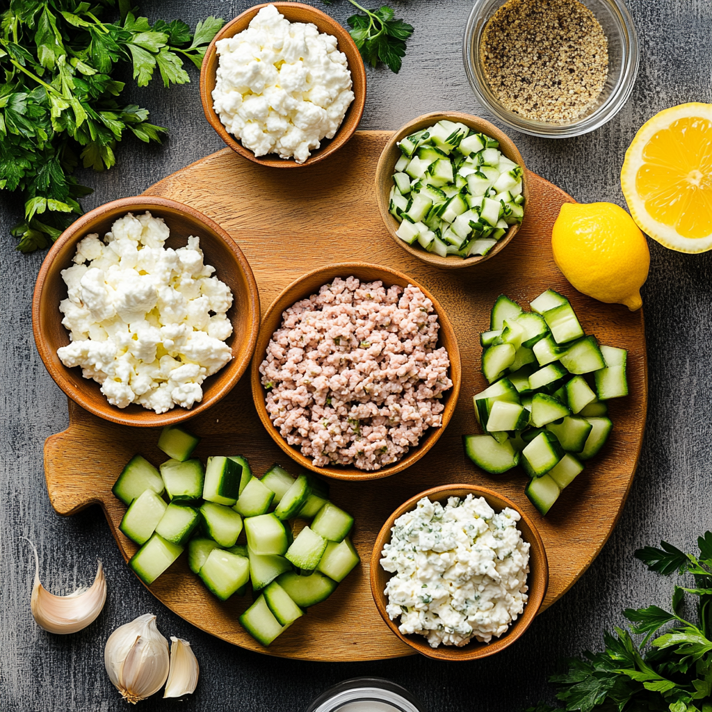 Greek Turkey Meatballs & Tzatziki ingredients