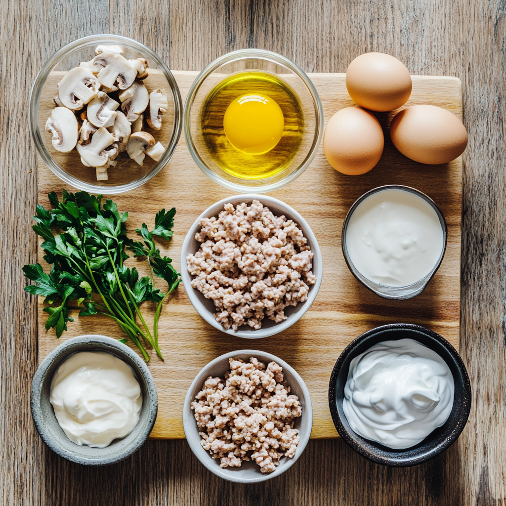 Lean Turkey Kotlety with Mushroom Filling ingredients