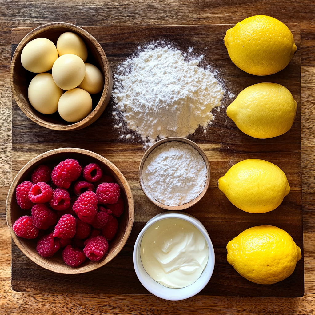 Raspberry Lemon Loaf Cake ingredients