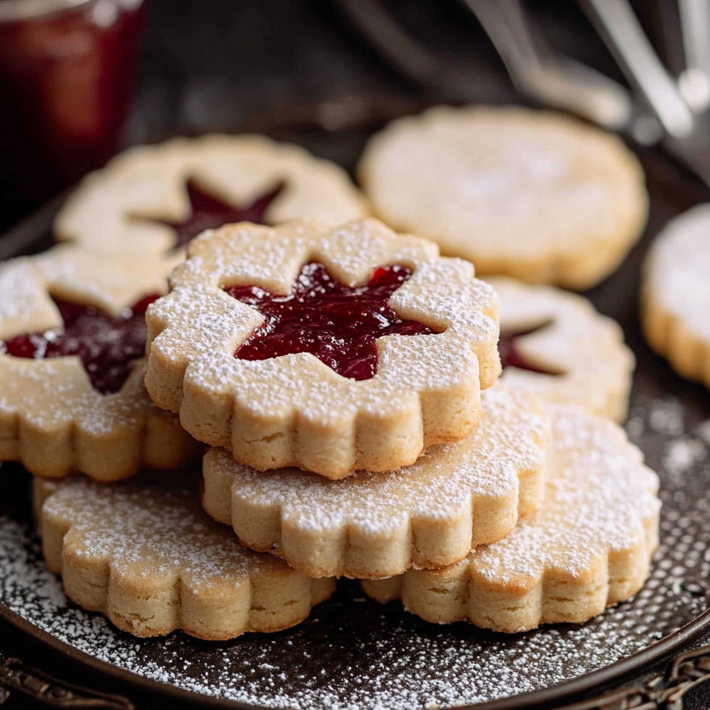 Shortbread Linzer Cookies with Raspberry Jam