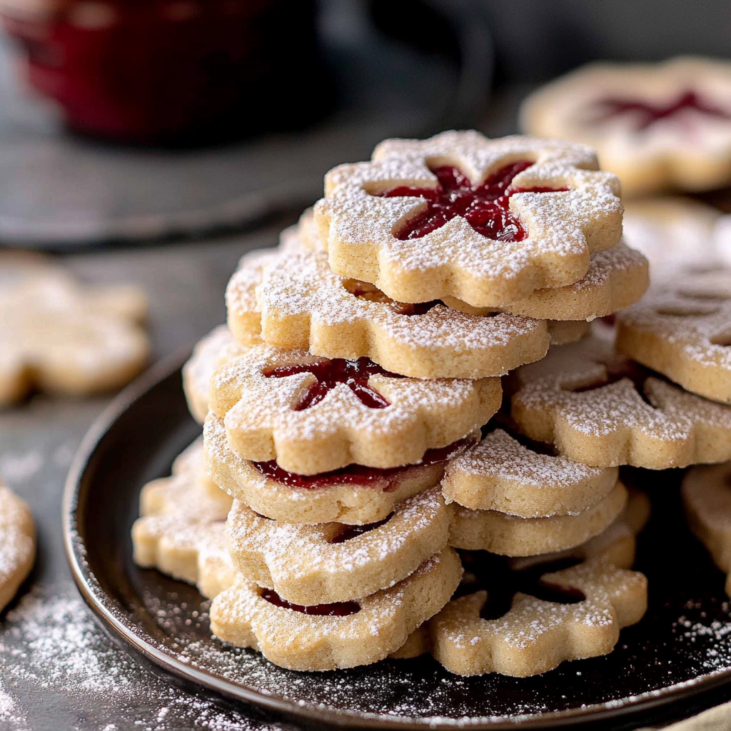 Shortbread Linzer Cookies with Raspberry Jam