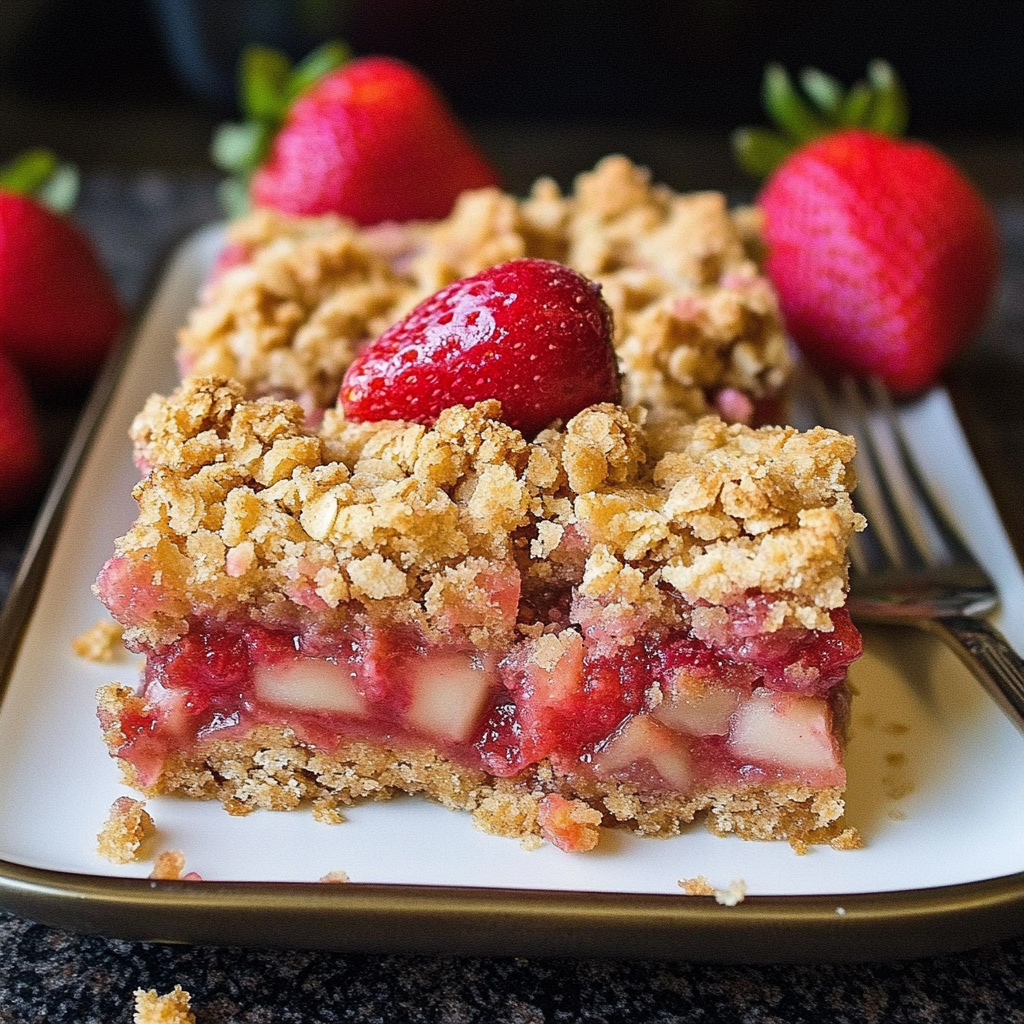 Strawberry Rhubarb Crumb Bars