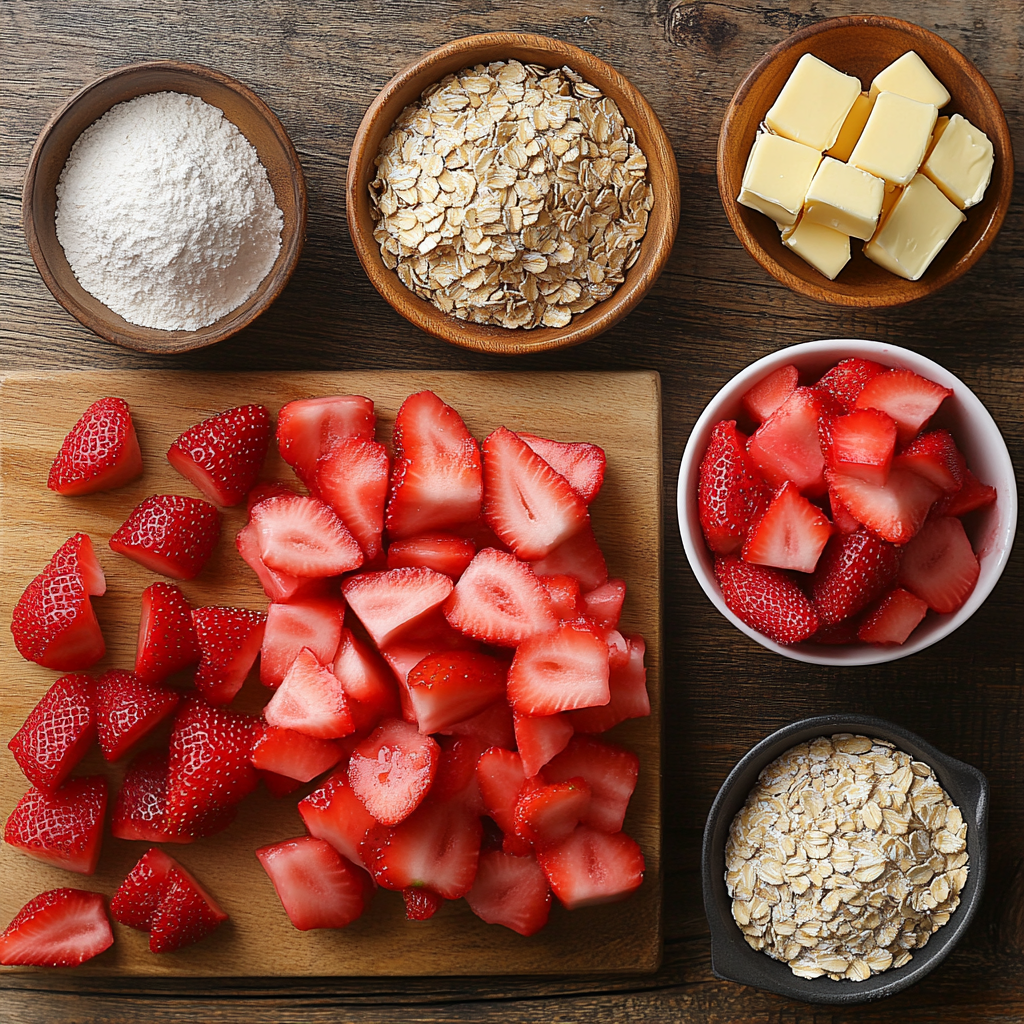 Strawberry Rhubarb Crumb Bars ingredients
