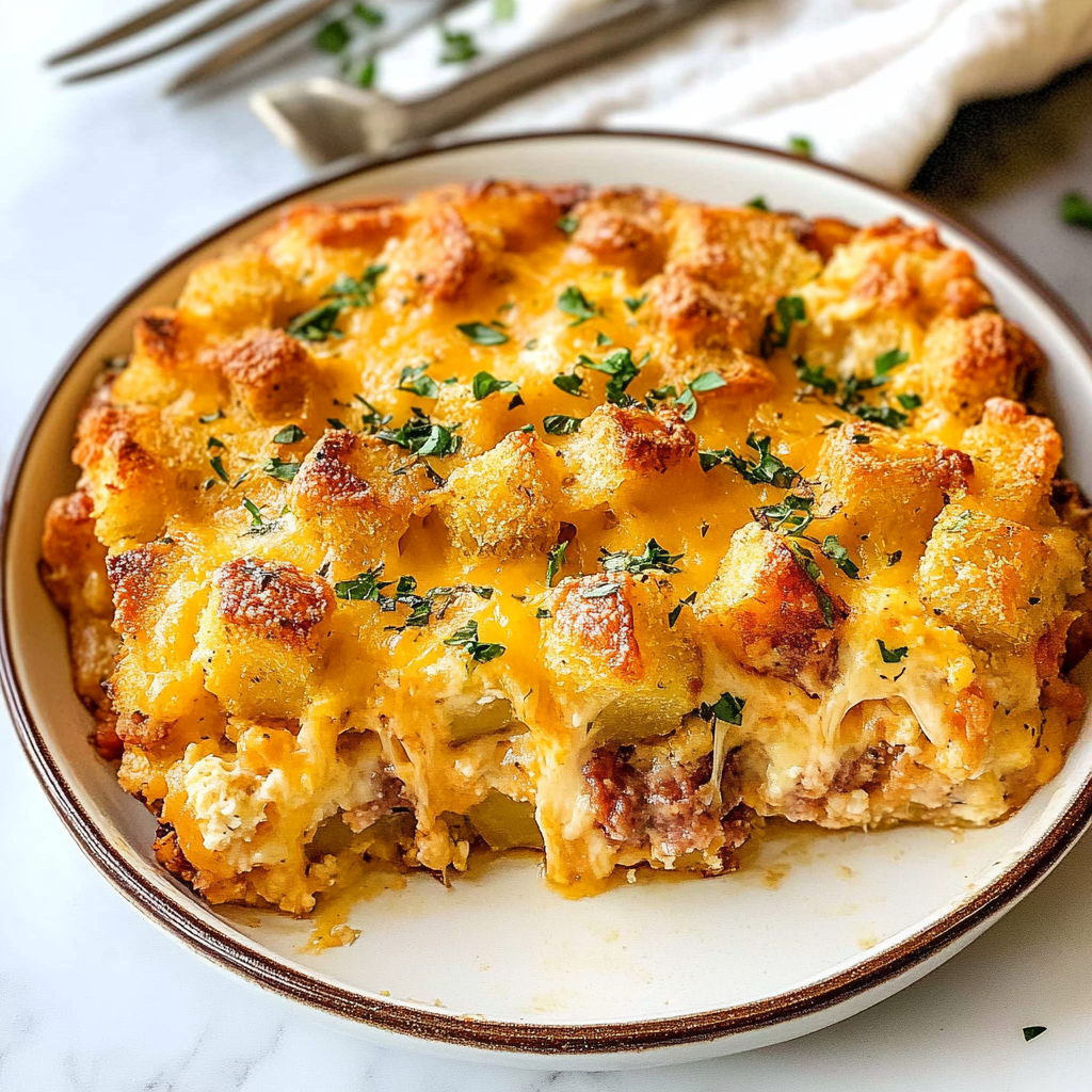 Tater Tot Breakfast Casserole with Sausage