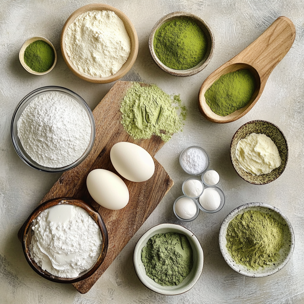 Amaretto-Matcha Christmas Surprise Cake ingredients