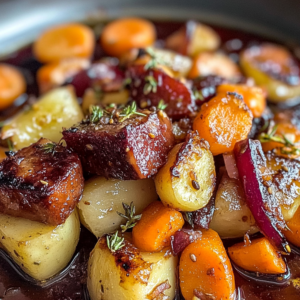 Amazing Maple Dijon Roasted Apples & Carrots