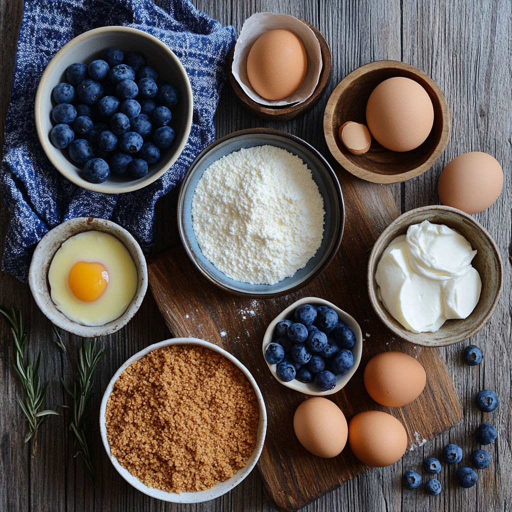Blueberry Crumble Cheesecake ingredients