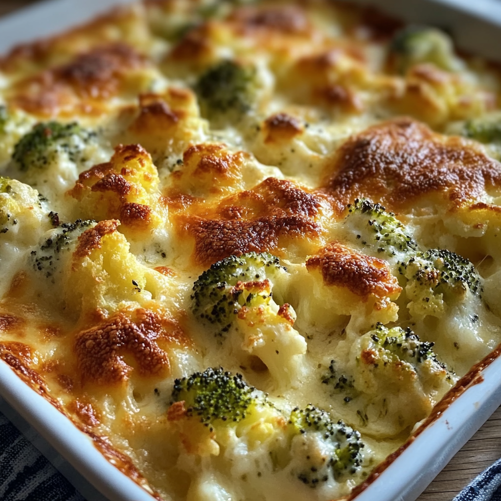 Broccoli & Cauliflower Cottage Cheese Bake