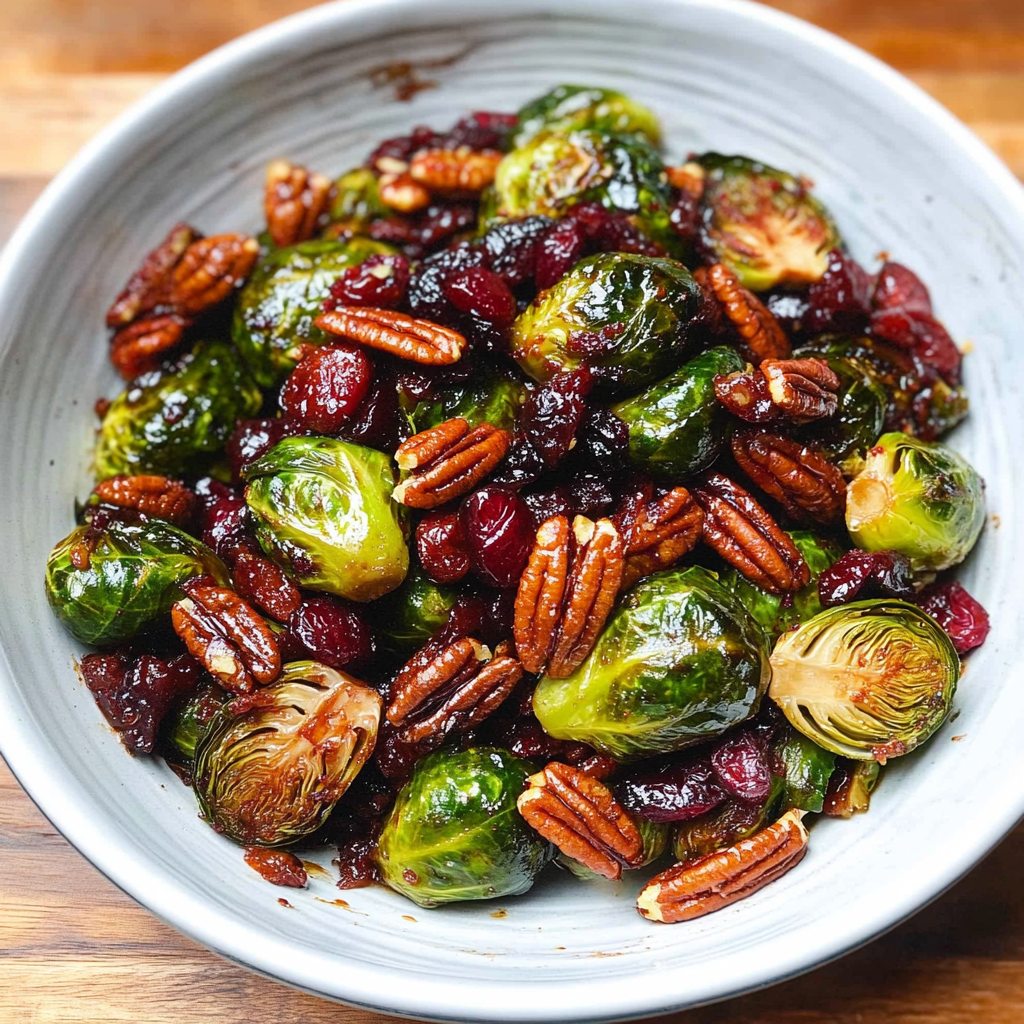 Brussels Sprouts with Bacon, Pecans, and Cranberries