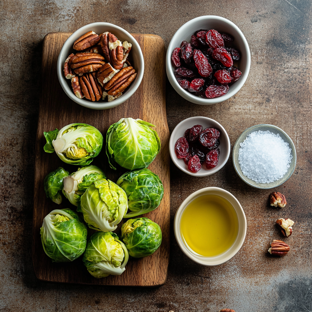 Brussels Sprouts with Bacon, Pecans, and Cranberries ingredients
