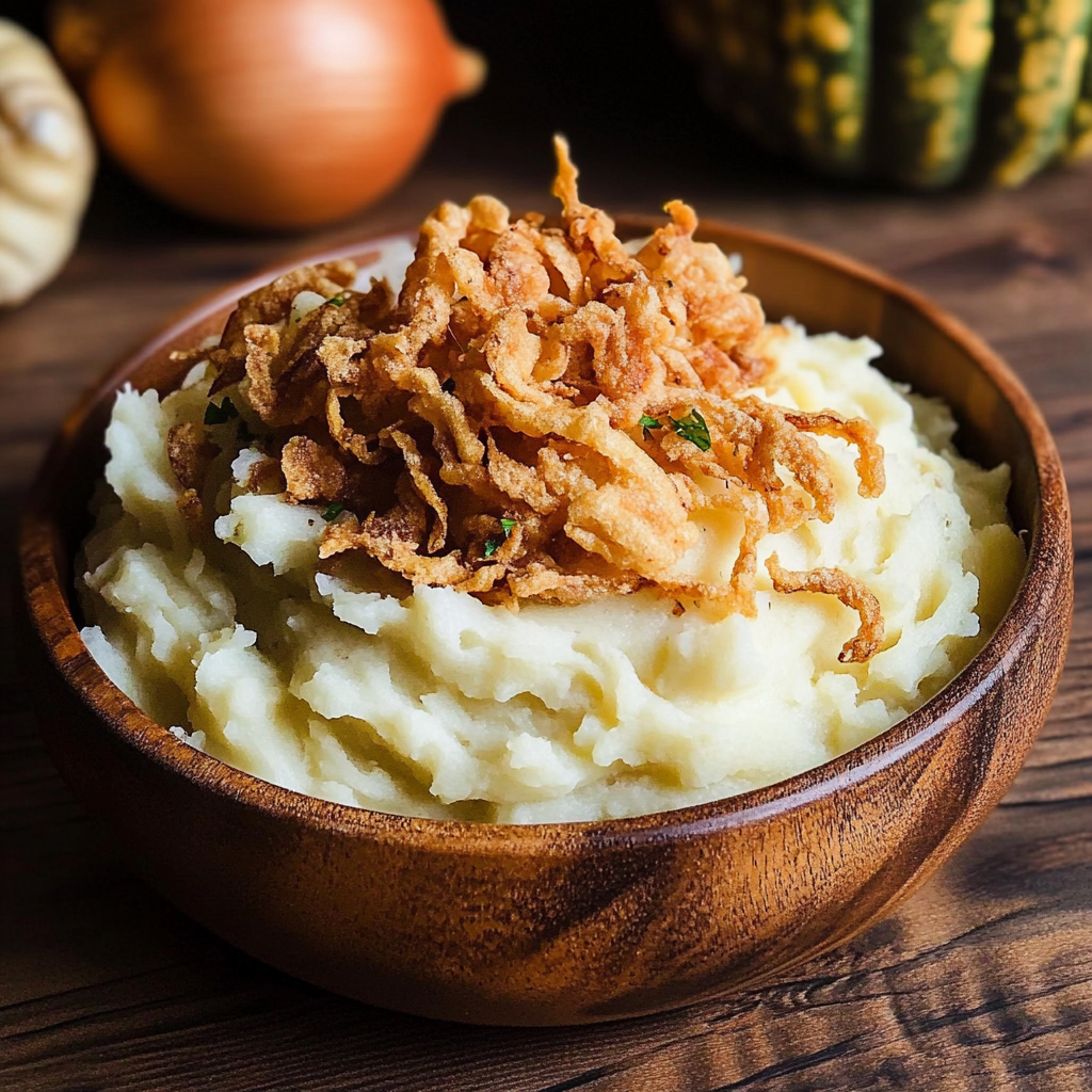 Buttermilk Mashed Potatoes with Crispy Onions