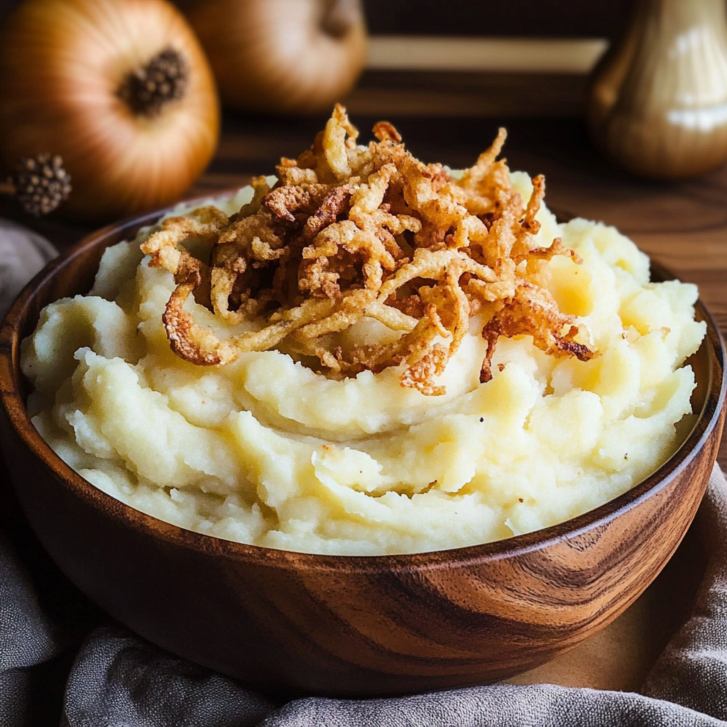 Buttermilk Mashed Potatoes with Crispy Onions