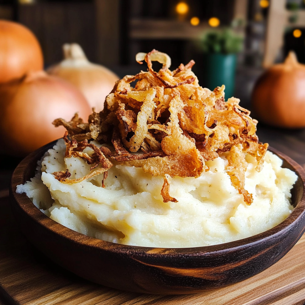Buttermilk Mashed Potatoes with Crispy Onions