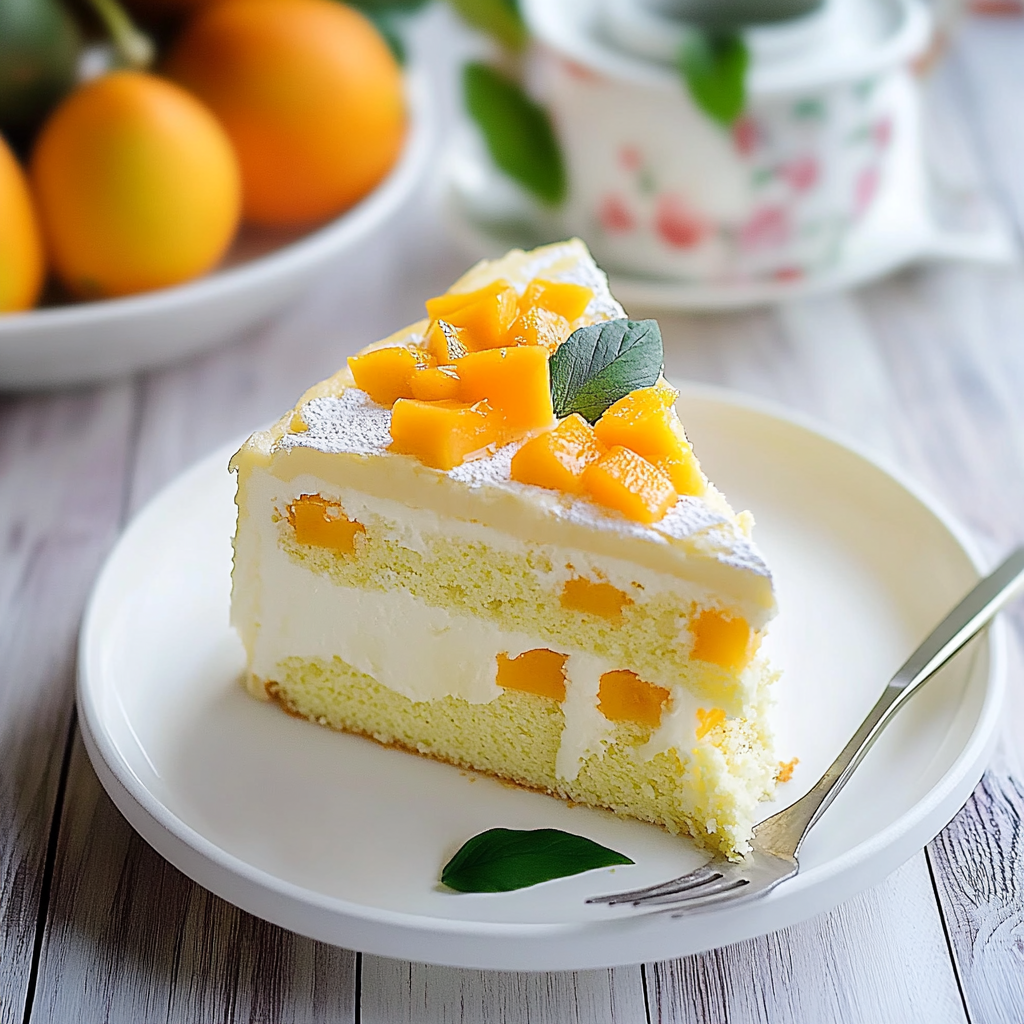 Christmas Coconut Mango Chiffon Cake