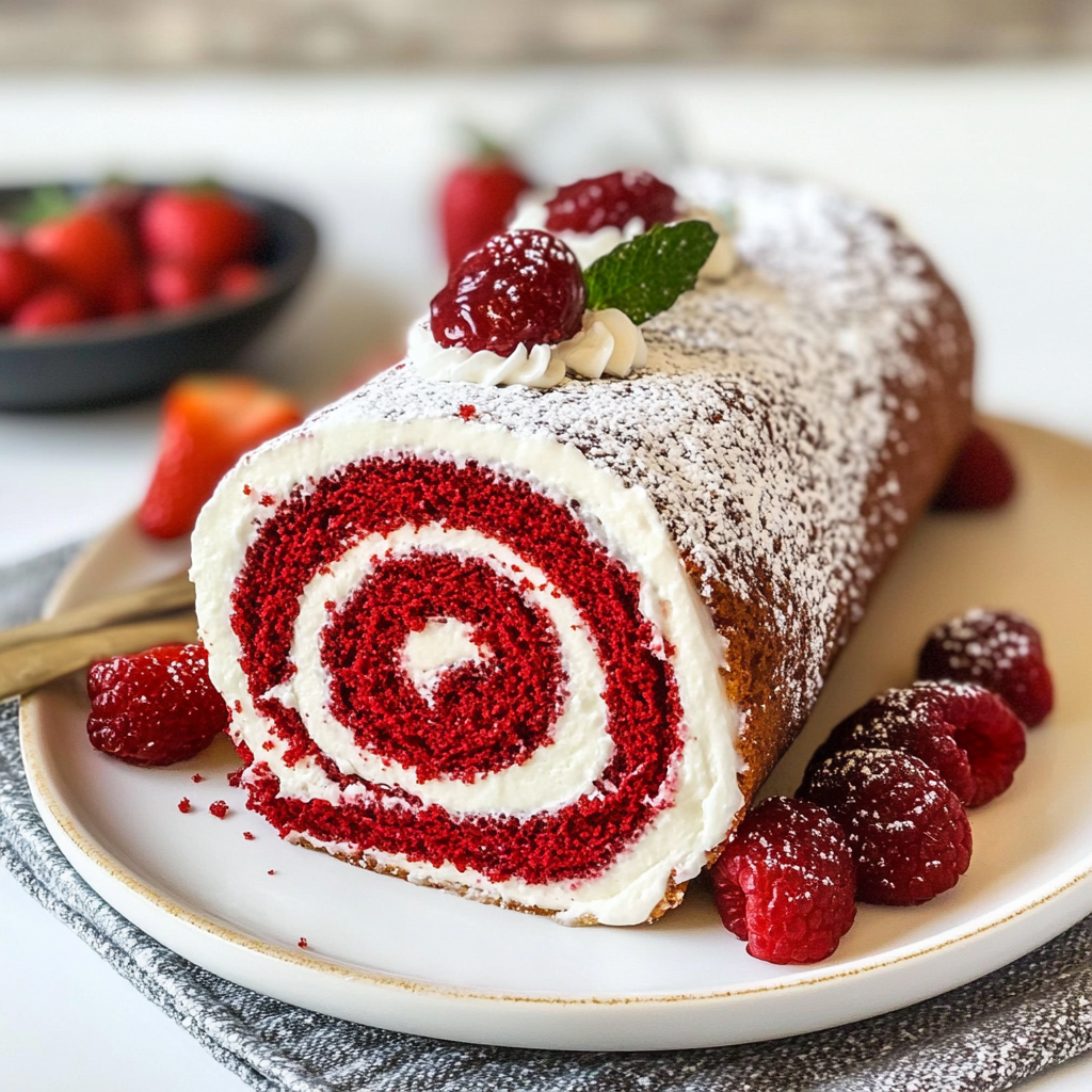 Christmas Red Velvet Cake Roll