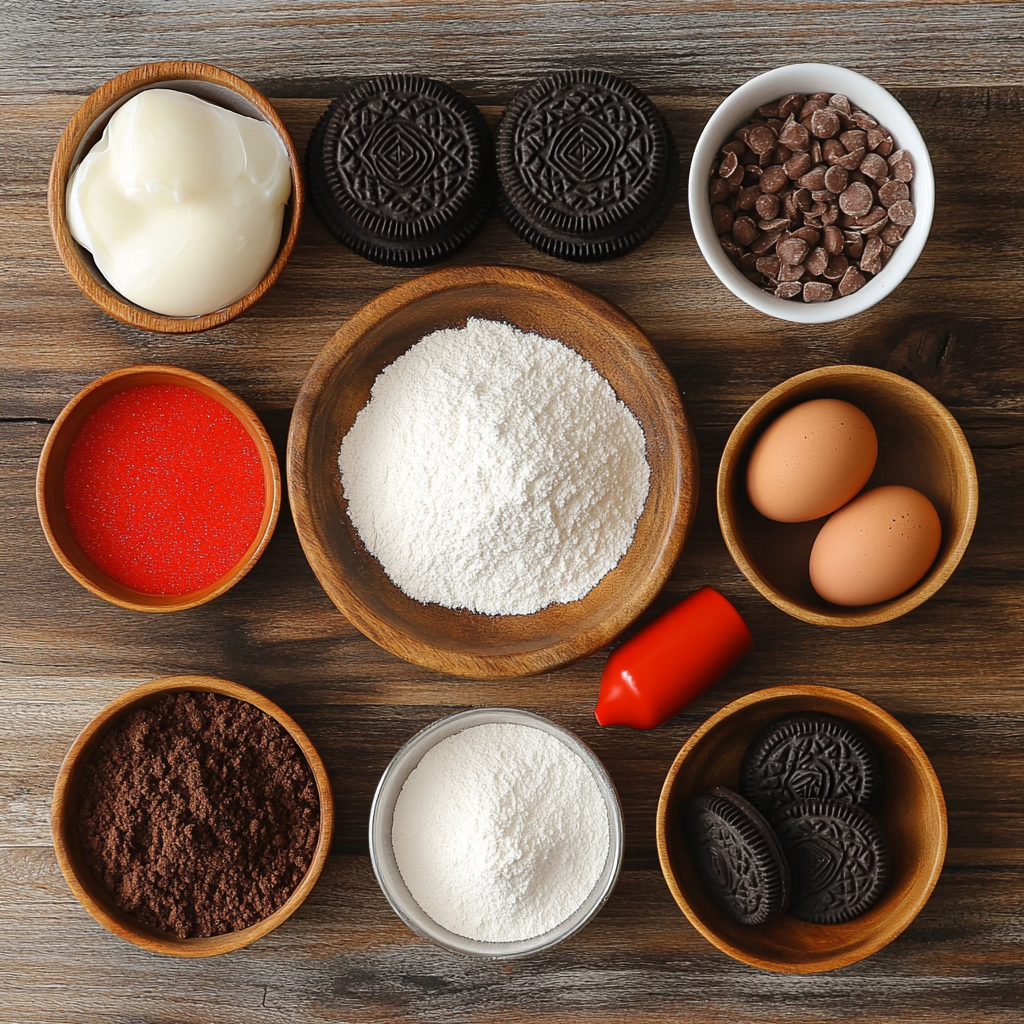 Christmas Red Velvet Oreo Swirl Brownies ingredients