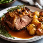 Christmas Roast Lamb Leg with Gravy
