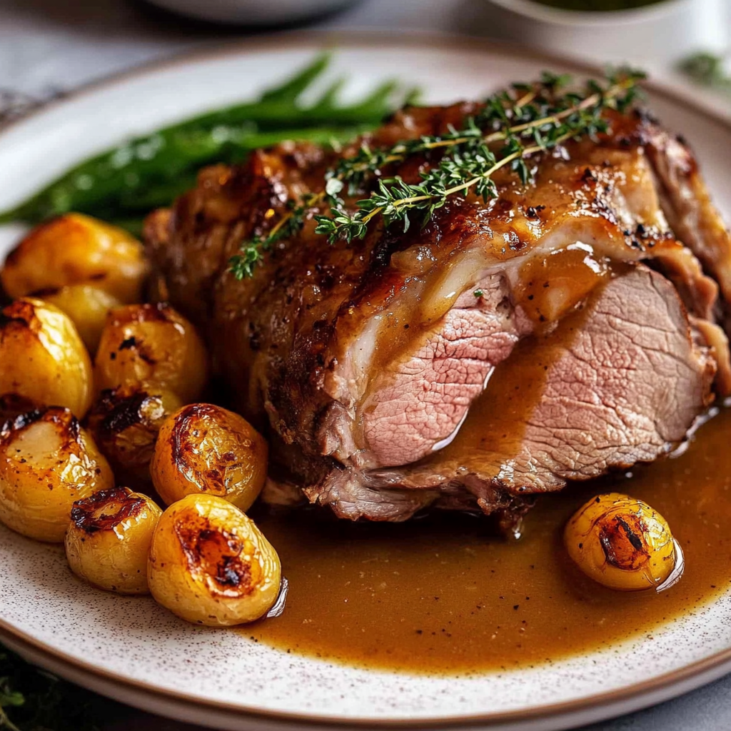 Christmas Roast Lamb Leg with Gravy