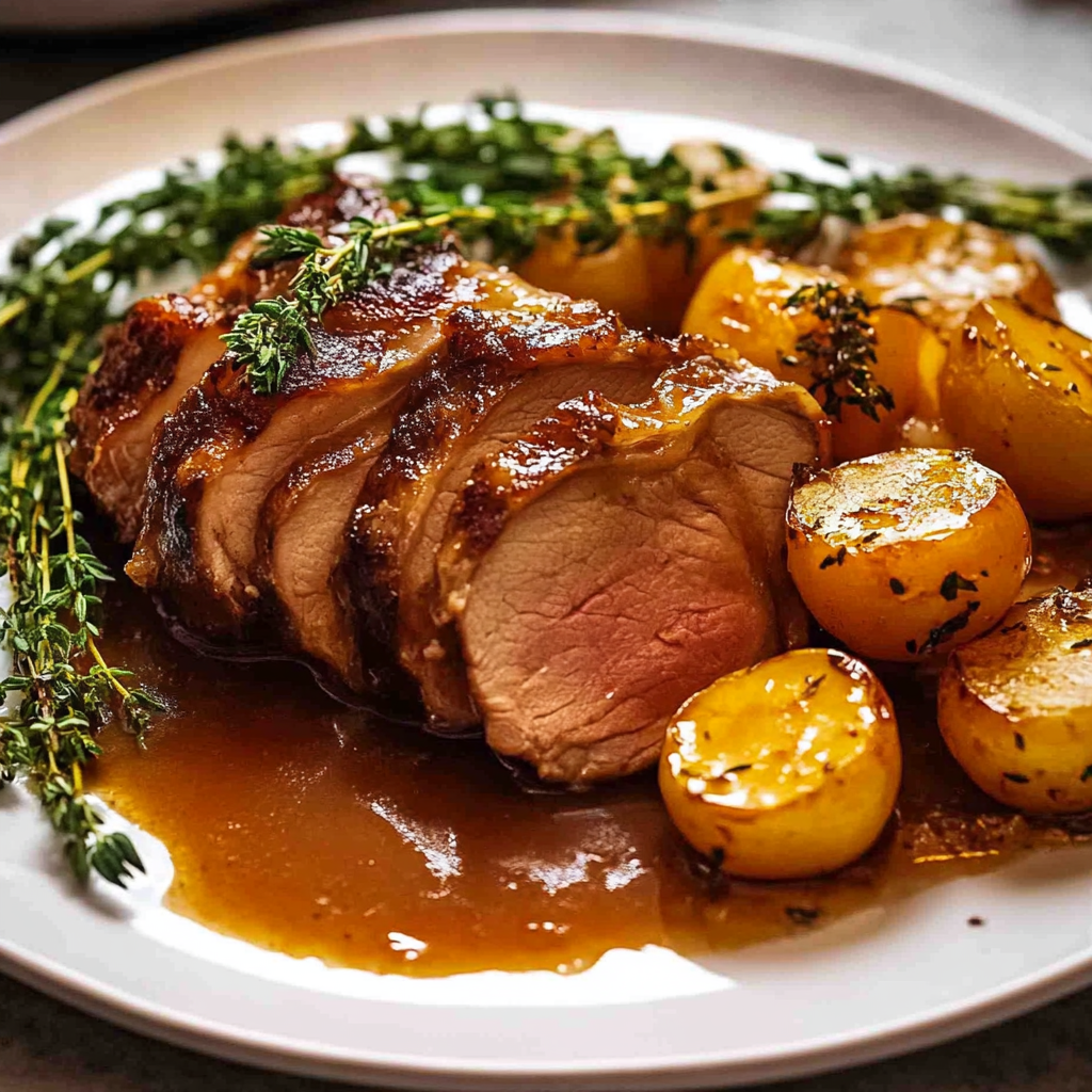 Christmas Roast Lamb Leg with Gravy