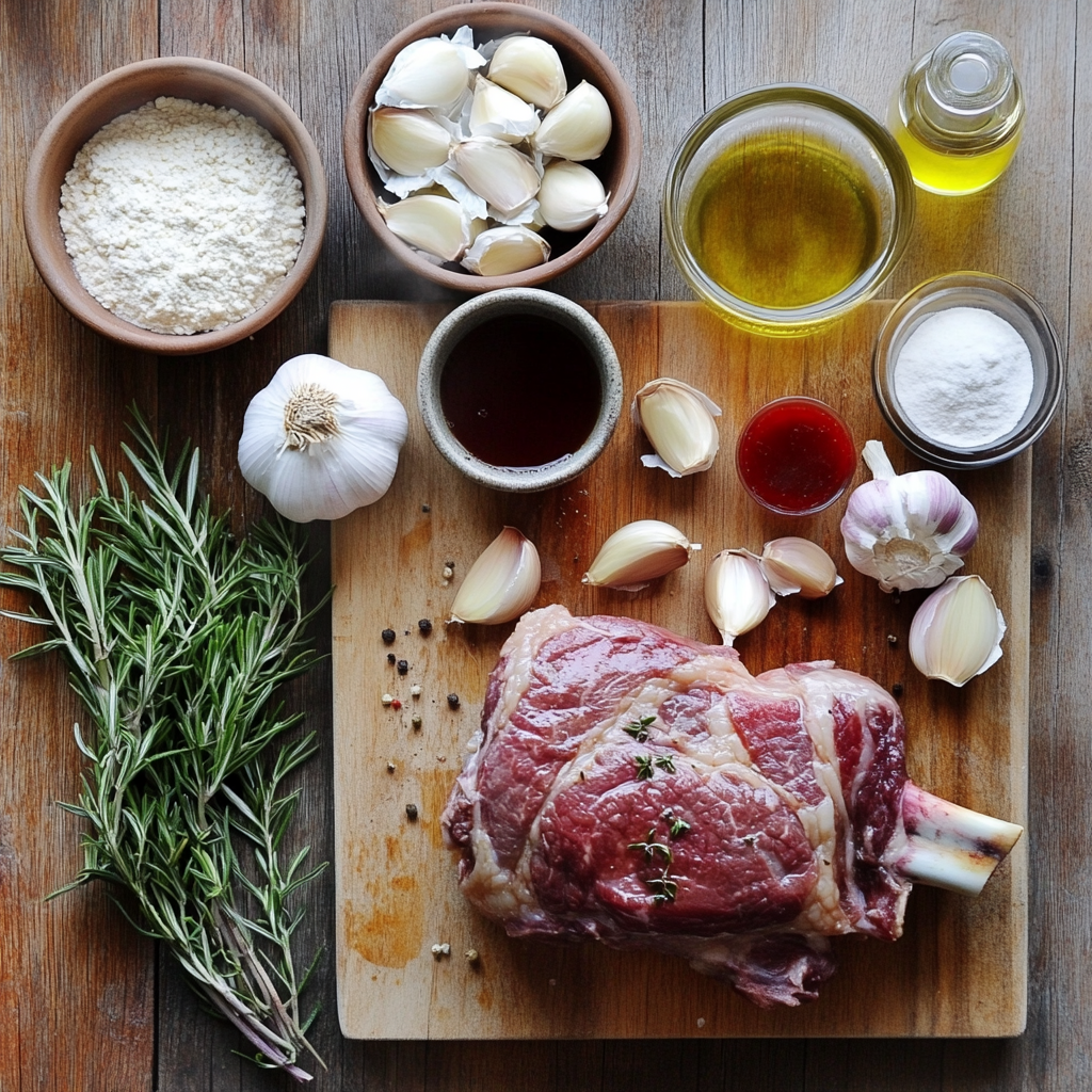 Christmas Roast Lamb Leg with Gravy ingredients