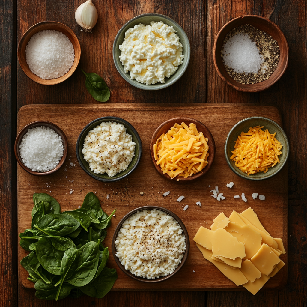 Cottage Cheese & Spinach Crustless Quiche ingredients