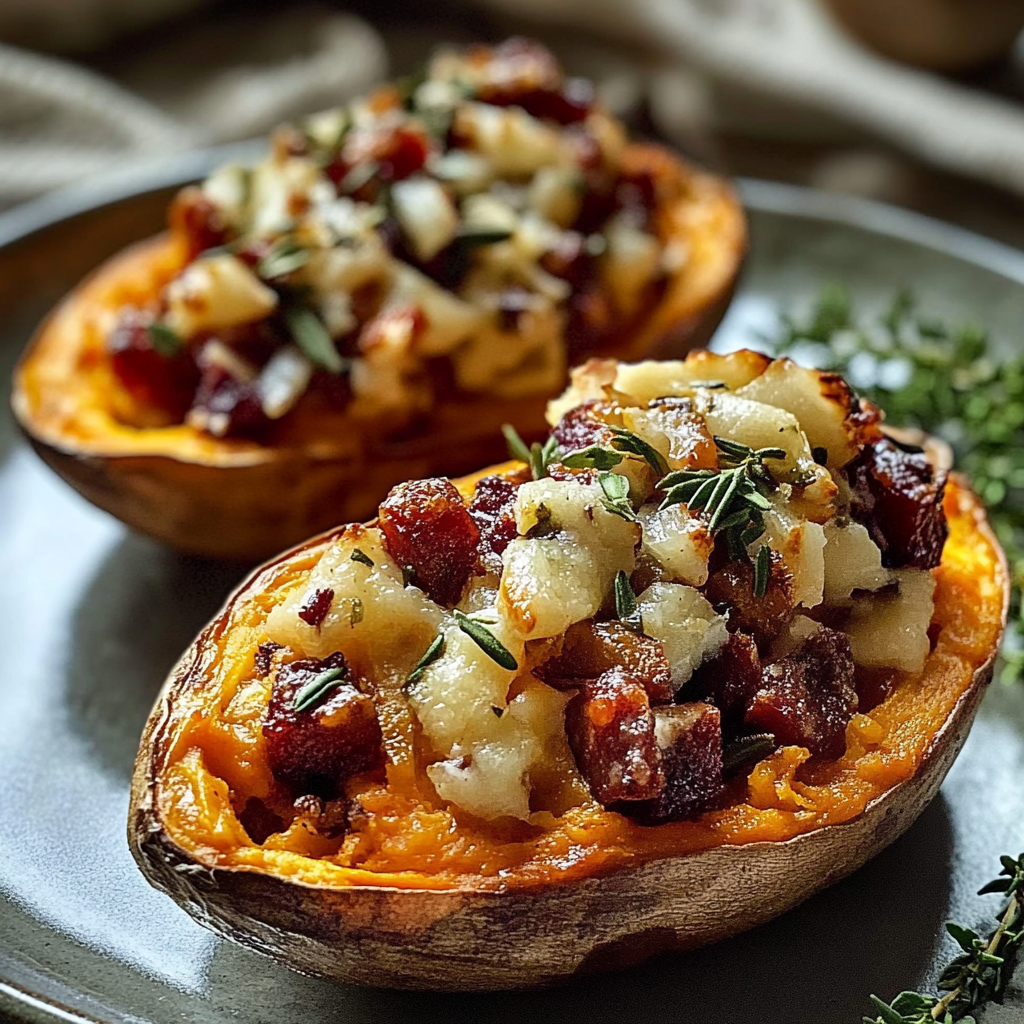 Cranberry Apple Twice Baked Sweet Potatoes