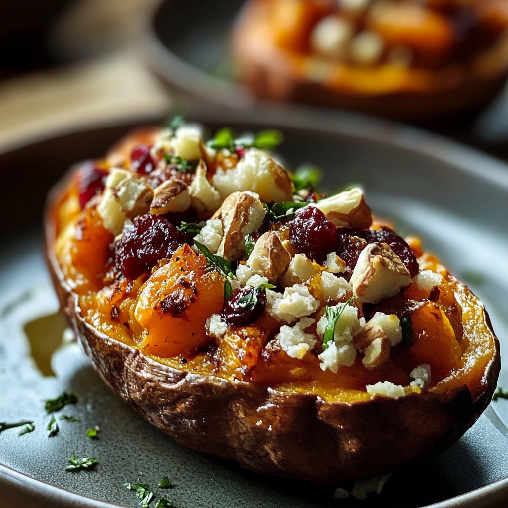 Cranberry Apple Twice Baked Sweet Potatoes