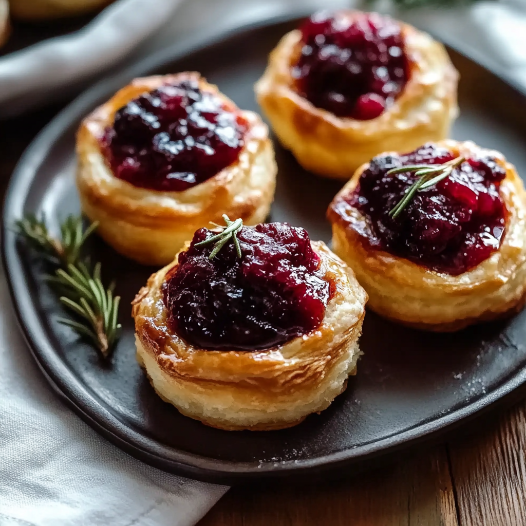 Cranberry Brie Puff Pastry Bites