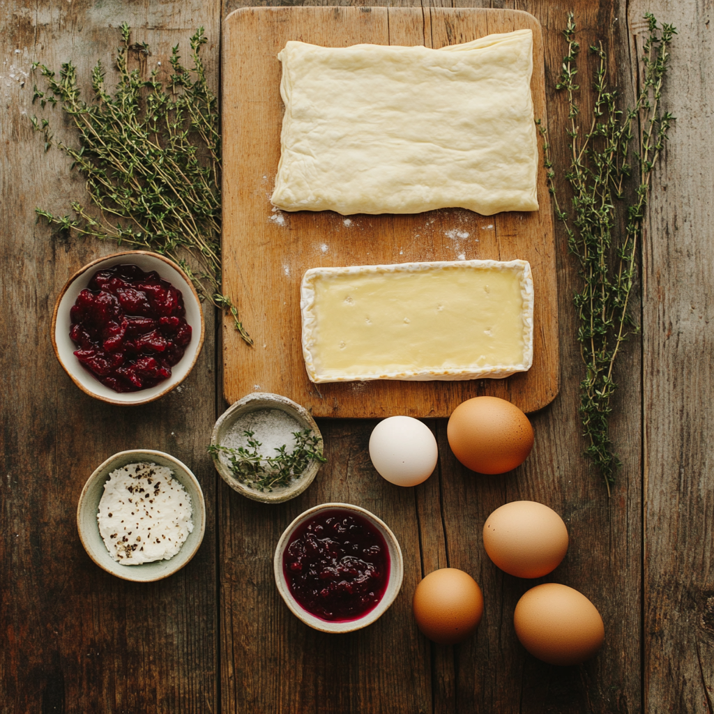 Cranberry Brie Puff Pastry Bites ingredients