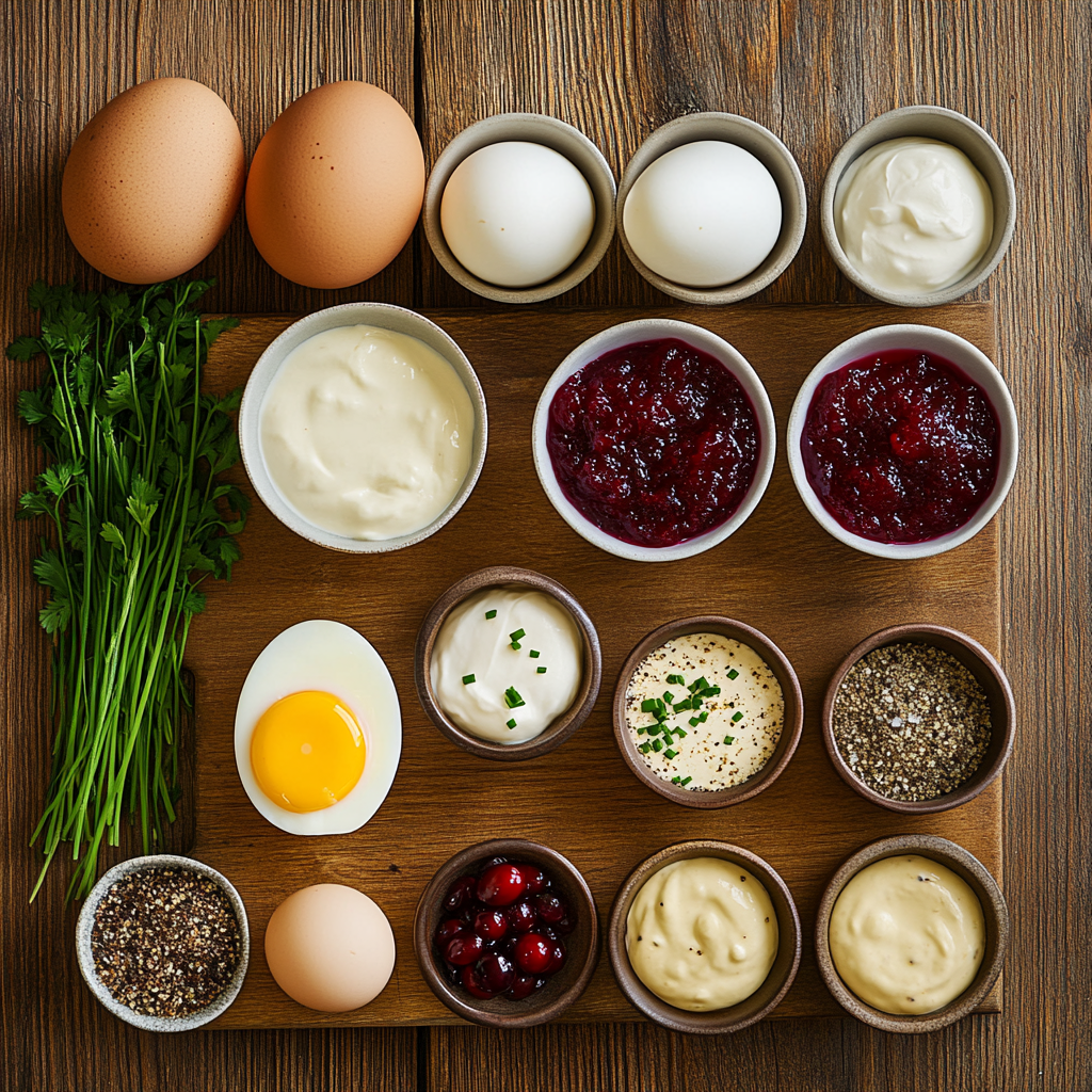 Cranberry Deviled Eggs ingredients