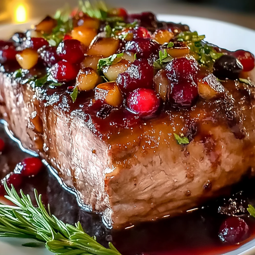 Cranberry Dijon Beef Loin Roast with Apple Cider Glaze