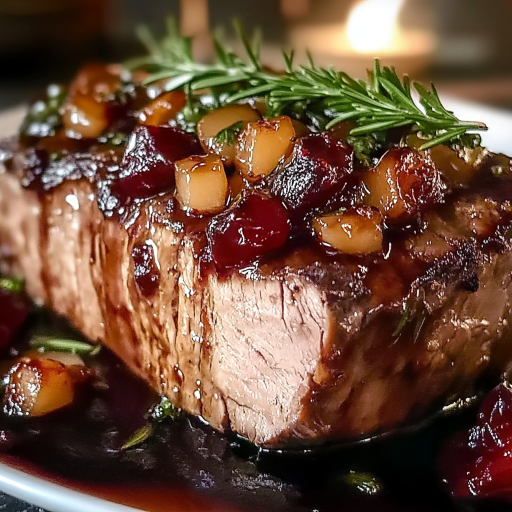 Cranberry Dijon Beef Loin Roast with Apple Cider Glaze