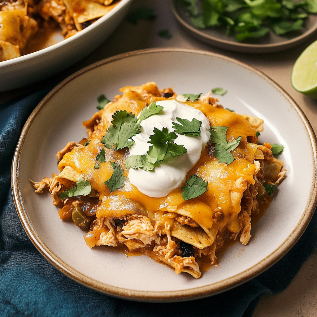 Crock-Pot Chicken Enchilada Casserole