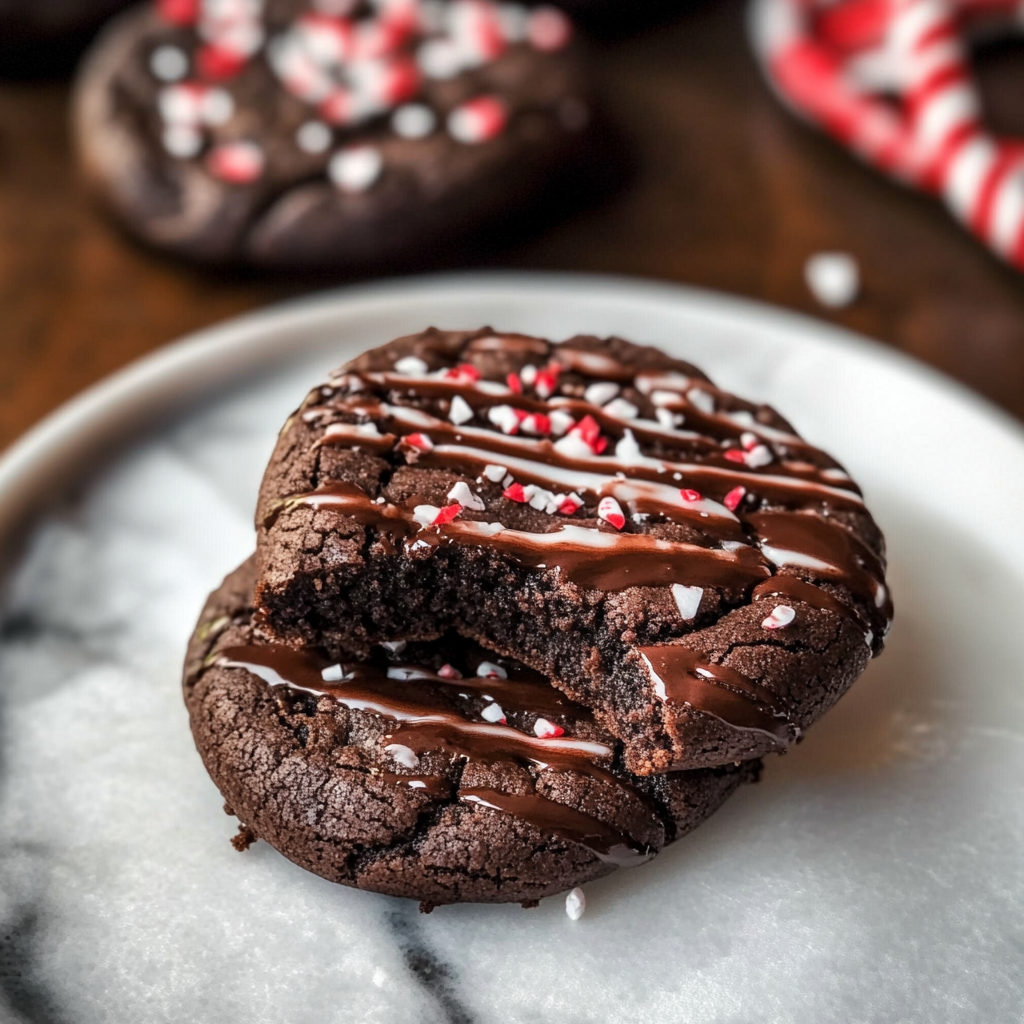 Double Chocolate Peppermint Brownie Cookies