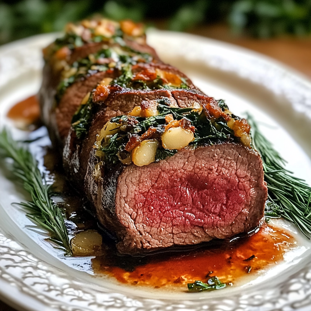 Festive Christmas Stuffed Beef Tenderloin